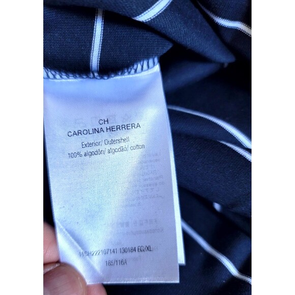 NWT CH Carolina Herrera Men's Navy Blue Striped Embroidered Logo Tshirt XL $290 - Picture 8 of 9